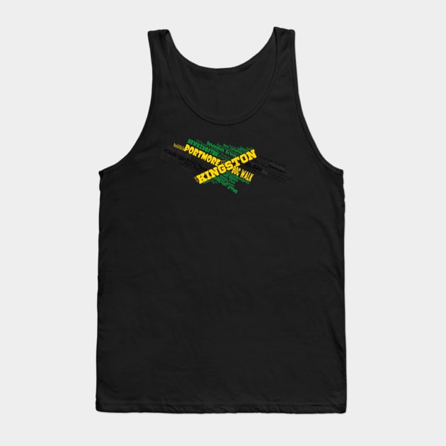 jamaica travel vacation 2023, Jamaican Flag Map with Cities Tank Top by Robertconfer